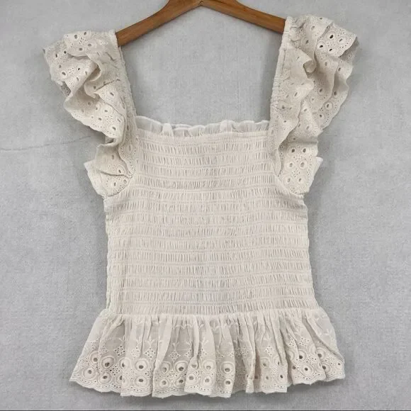 House Of Harlow Smocked Eyelet Top and Skirt Set NWT - Picture 4 of 12